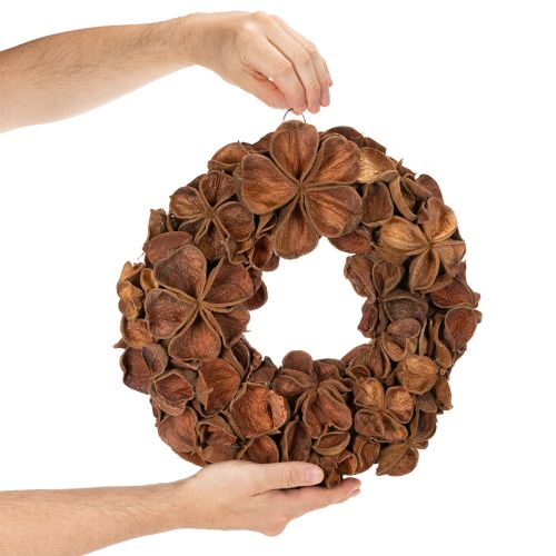 Věnec ze sušeného lotosu, dekorativní věnec na dveře, 35 cm | Floristik24.cz