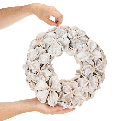 Věnec s lotosovým květem, přírodní dekorace, sušené květiny, 35 cm | Floristik24.cz