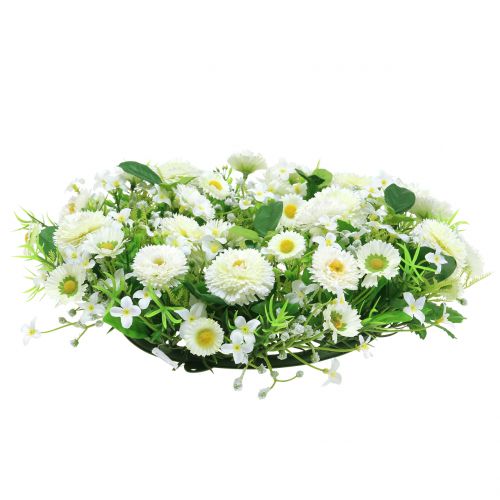Floristik24 Květinový věnec deco bílý Bellis dveřní věnec hedvábné květiny Ø30cm