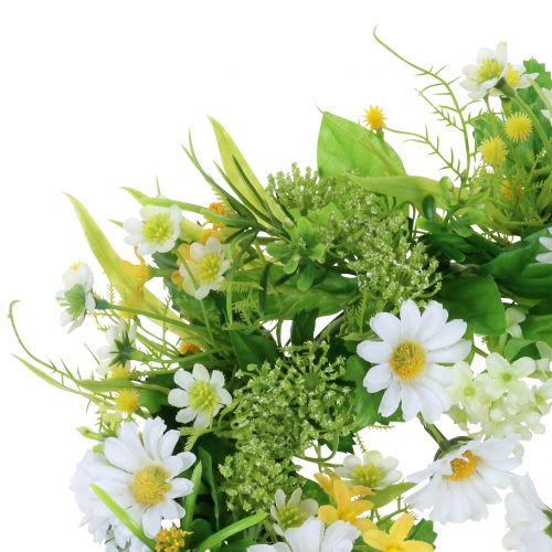 Floristik24 Jarní věnec s gerberami bílá, žlutá Ø30cm