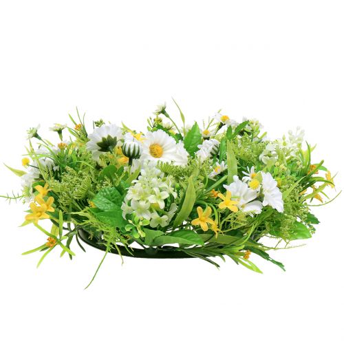 Floristik24 Jarní věnec s gerberami bílá, žlutá Ø30cm