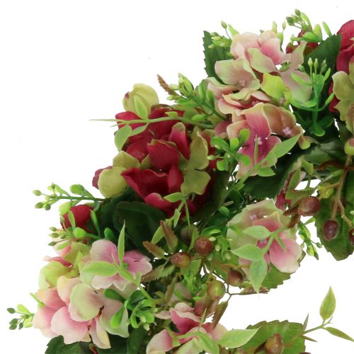 Floristik24 Věnec z hortenzií / bobulí tmavě červený Ø30cm