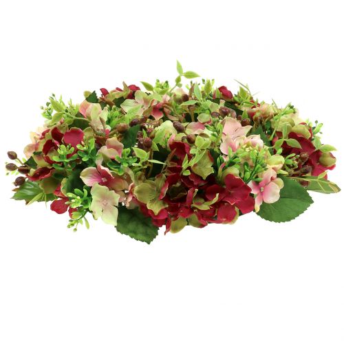 Floristik24 Věnec z hortenzií / bobulí tmavě červený Ø30cm