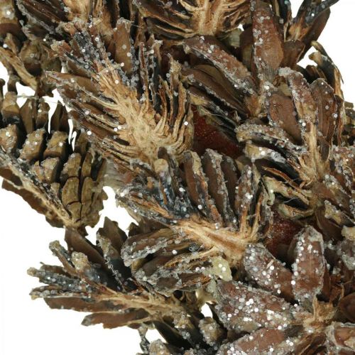 položky Ozdobný věnec šišky Vánoční věnec hnědý, třpytky Ø30cm