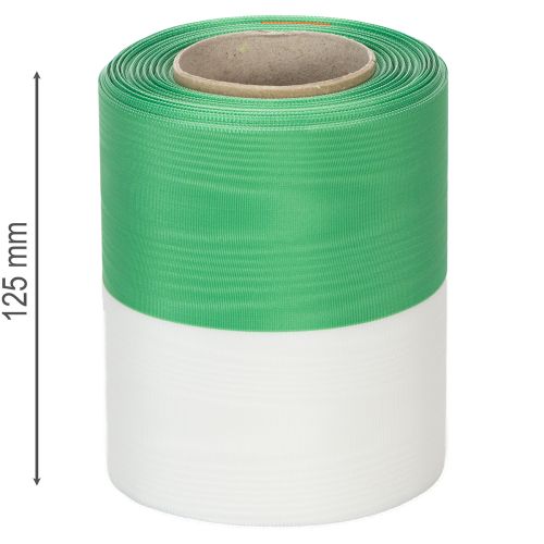 položky Věnečná stuha Moaré 125 mm x 25 m v zelené a bílé barvě, taftově tkaná stuha, národní stuha, ozdobná stuha