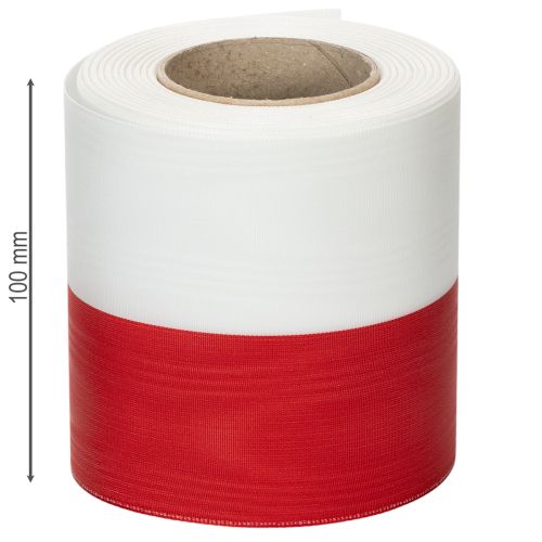 položky Moaré bíločervené věncové stuhy 100 mm