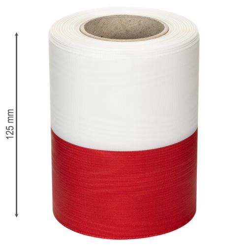 položky Bíločervená moaré stuha do věnce, 125 mm - smuteční stuha, ozdobná stuha, mašle, slavnostní stuha, role 25 m