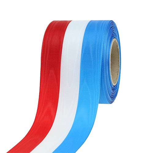Floristik24 Věncová stuha moiré modro-bílo-červená 75mm