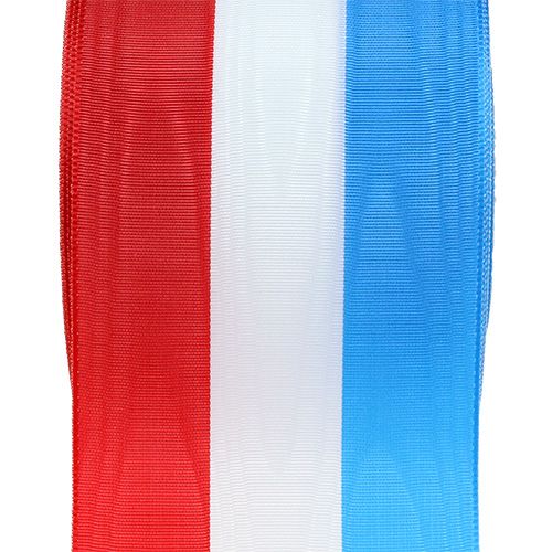 Floristik24 Věncová stuha moiré modro-bílo-červená 75mm