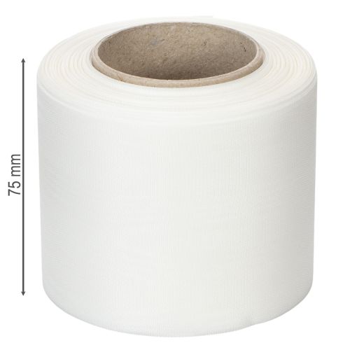 položky Bílá věncová stuha, vysoká kvalita, 75 mm x 25 m - dekorativní stuha pro květinářství a pohřební služby, ideální pro potisk.
