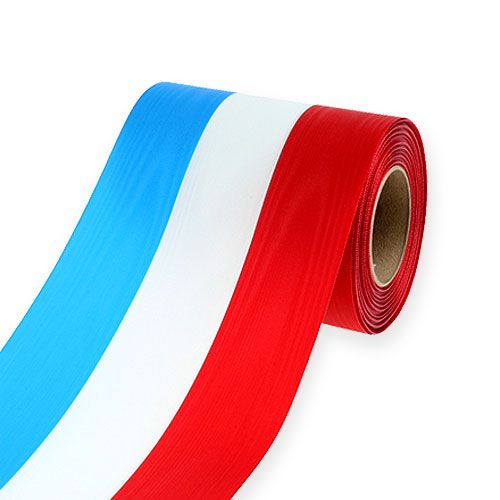 Floristik24 Věncové stuhy moaré modro-bílo-červené 150 mm