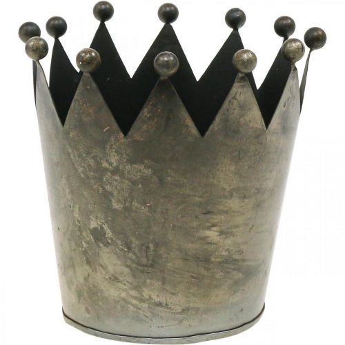 položky Deco koruna starožitný vzhled šedá kovová dekorace na stůl Ø15cm H15cm