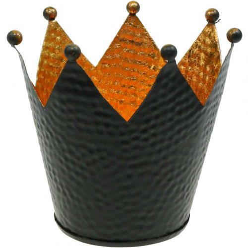 Korunka na čajovou svíčku černá zlatá stolní dekorace kovová V13,5cm