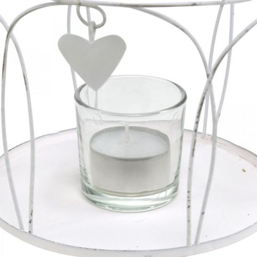 položky Korunka s dekorem srdce, svícen na čajovou svíčku, shabby chic bílá Ø19cm V28,5cm