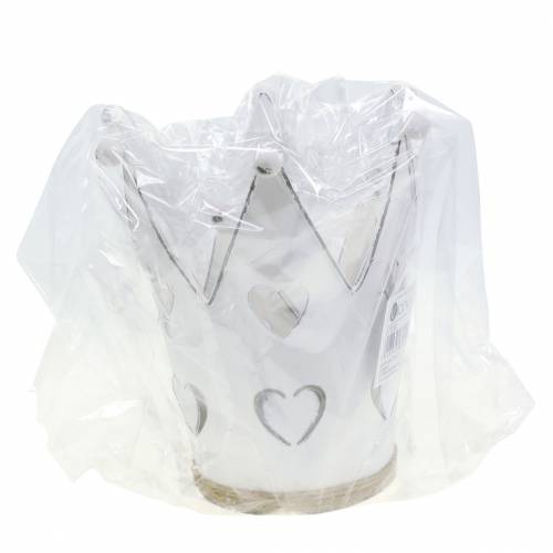 Floristik24 Zinková korunka srdíčka praná bílá Ø12/14cm 2ks