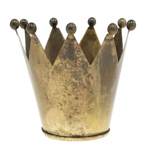 položky Korunkový svícen na čajovou svíčku kovový vzhled staromosaz Ø12,5cm H11,5cm
