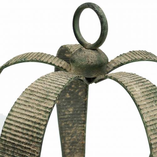 Floristik24 Dekorativní korunka starožitná kovová mechově zelená, béžová Ø28cm V36,5cm