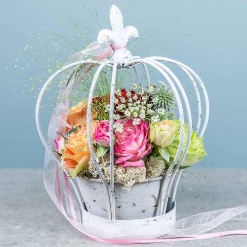 Floristik24 Korunka s mušlí kovovou dekorací bílá V26cm