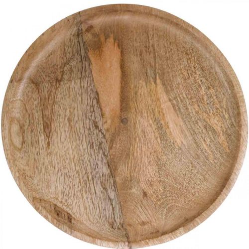Floristik24 Dřevěný podnos, ozdobný podnos, ozdobný talíř kulatý Ø30cm H12cm