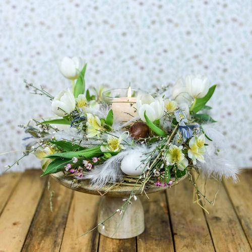 Floristik24 Dortový talíř, dortový podnos, přírodní dřevo omytá bílá, shabby chic Ø29,5cm H15,5cm
