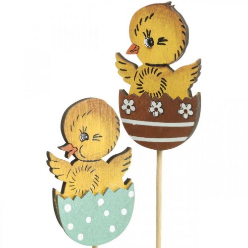 položky Velikonoční dekorace kuřátko ve vejci dřevěná dekorace figurka na špejli Velikonoce 7cm 12ks