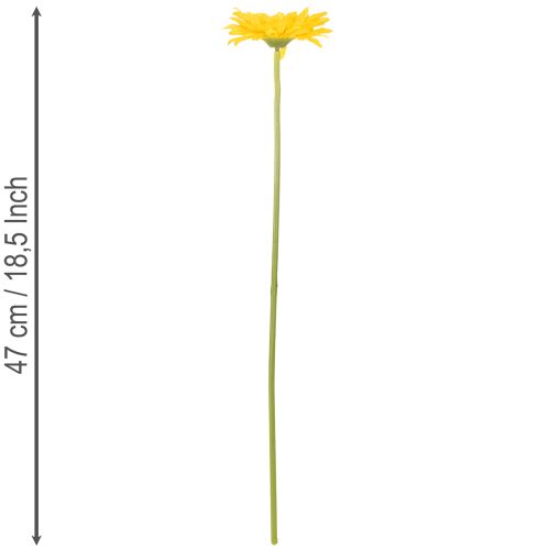Umělé gerbery, slunečně žluté, zahradní květina, 47 cm, 6 kusů | Floristik24.cz