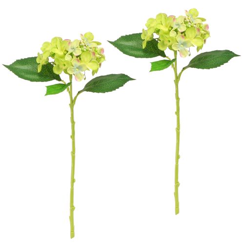 položky Umělé hortenzie zelené květy listy L43cm 2ks