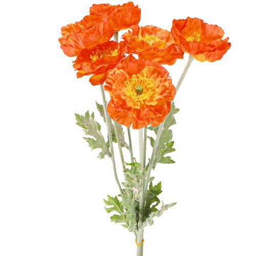 Floristik24 Umělé máky letní květiny oranžová Ø7cm L78cm 3ks