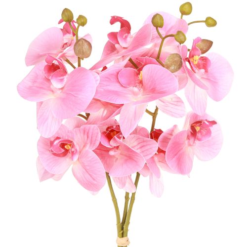 položky Umělé orchideje Růžové umělé květiny jako skutečné 56cm 3 ks