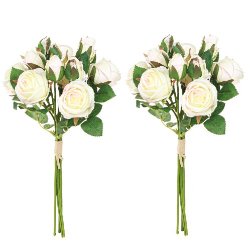 položky Umělé růže Umělé květiny Bunch Cream 36cm 12ks