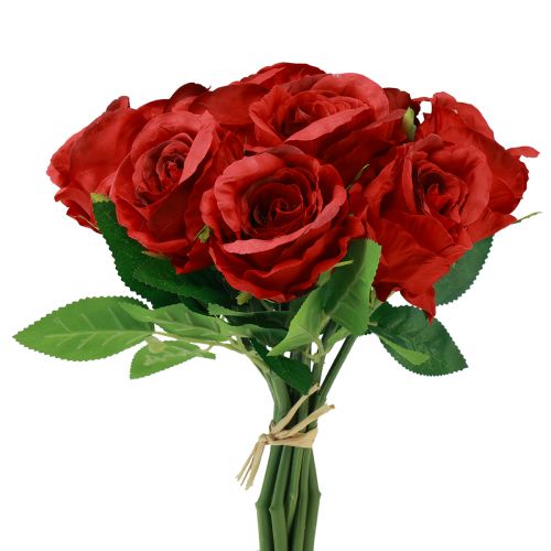 Floristik24 Umělé růže ve svazku červené 30cm 10ks