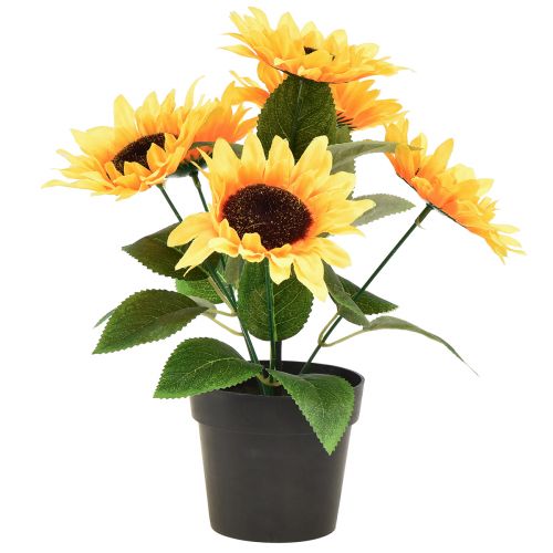 Umělá slunečnice v květináči hedvábná květina letní dekorace V28cm