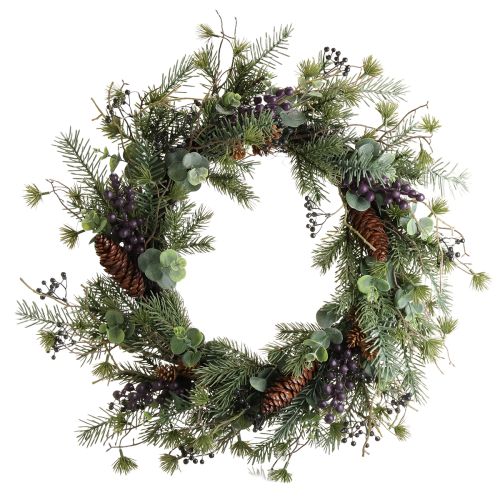 Floristik24 Umělý adventní věnec, dekorativní věnec s fialovými bobulemi Ø45cm