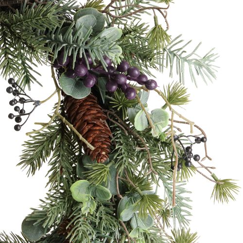 položky Umělý adventní věnec, dekorativní věnec s fialovými bobulemi Ø45cm
