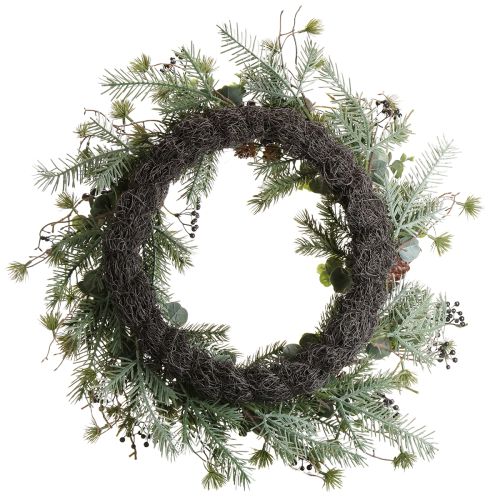položky Umělý adventní věnec, dekorativní věnec s fialovými bobulemi Ø45cm