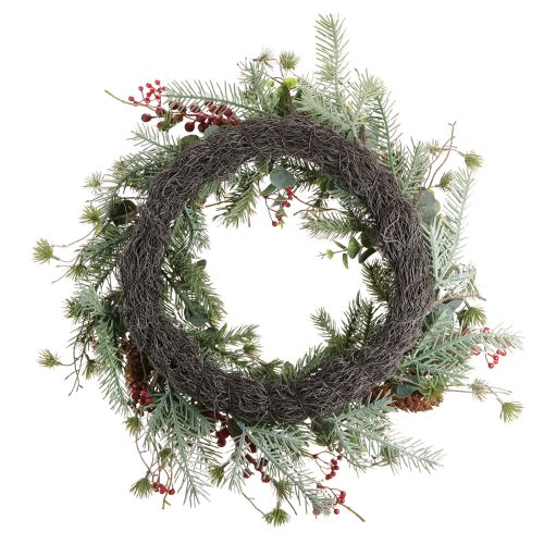 položky Umělý adventní věnec z červených bobulí, dekorativní věnec Ø45cm
