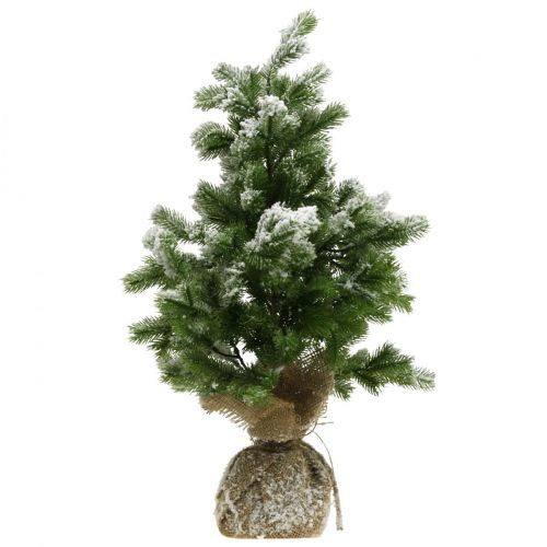 Floristik24 Umělý mini vánoční stromeček v pytli Snowy Ø32cm H55cm