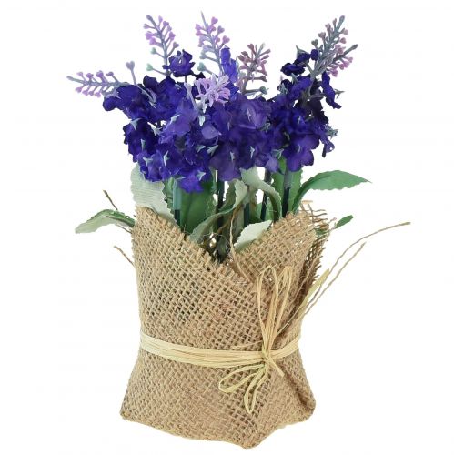 Umělá levandule umělá květina levandule v jutovém sáčku bílá/fialová/modrá 17cm 5ks