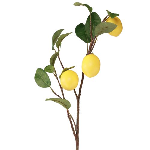 Umělá citronová ratolest dekorativní větev se 3 žlutými citrony 65cm