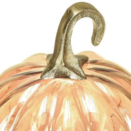 položky Dýňová dekorace ze skla skleněná dýňová dekorace na stůl oranžová Ø14cm V18cm
