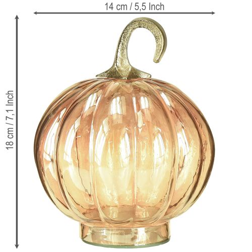 položky Dýňová dekorace ze skla skleněná dýňová dekorace na stůl oranžová Ø14cm V18cm