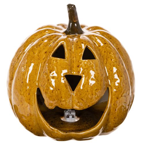 Keramická dýně s obličejem, LED dekorace, Halloween, 19 cm | Floristik24.cz