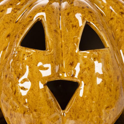Keramická dýně s obličejem, LED dekorace, Halloween, 19 cm | Floristik24.cz