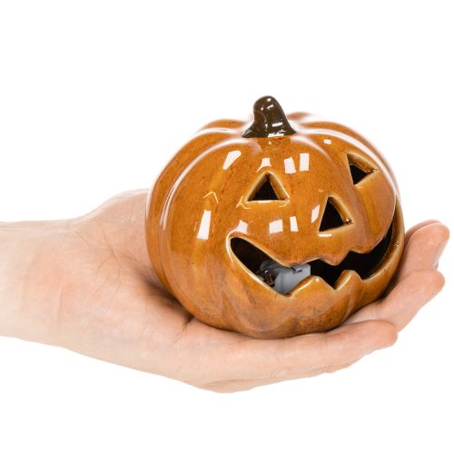 Keramická dýňová LED halloweenská dekorace malá 10 cm | Floristik24.cz
