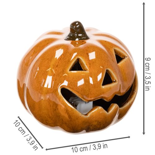 Keramická dýňová LED halloweenská dekorace malá 10 cm | Floristik24.cz