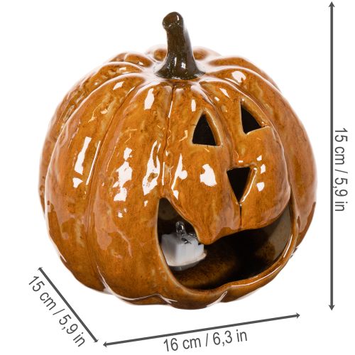 Keramická dýňová halloweenská LED dekorace 15cm | Floristik24.cz
