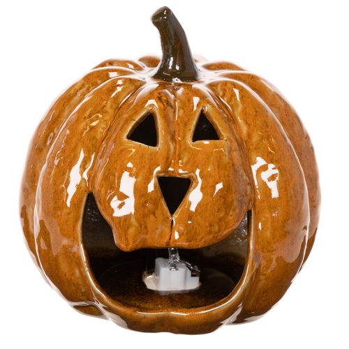Keramická dýňová halloweenská LED dekorace 15cm | Floristik24.cz