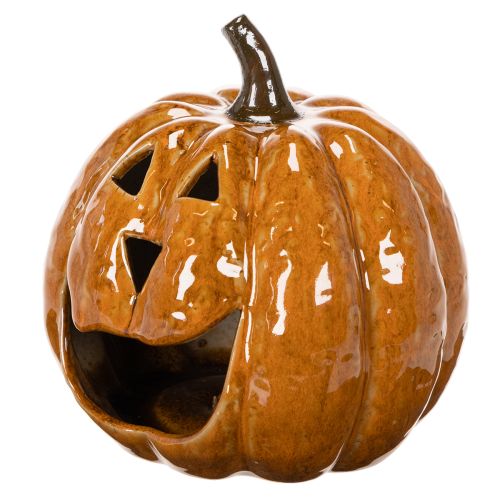 Keramická dýňová halloweenská LED dekorace 15cm | Floristik24.cz