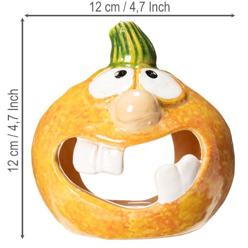 Dekorativní figurka dýně a svíčka na čajovou svíčku, legrační obličej, podzimní dekorace, 12 cm, 2 kusy | Floristik24.cz