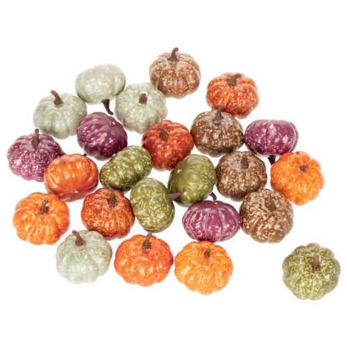 Sada mini dýňových dekorací, podzimní a halloweenské dekorace, různé barvy, 4 cm, 24 kusů | Floristik24.cz